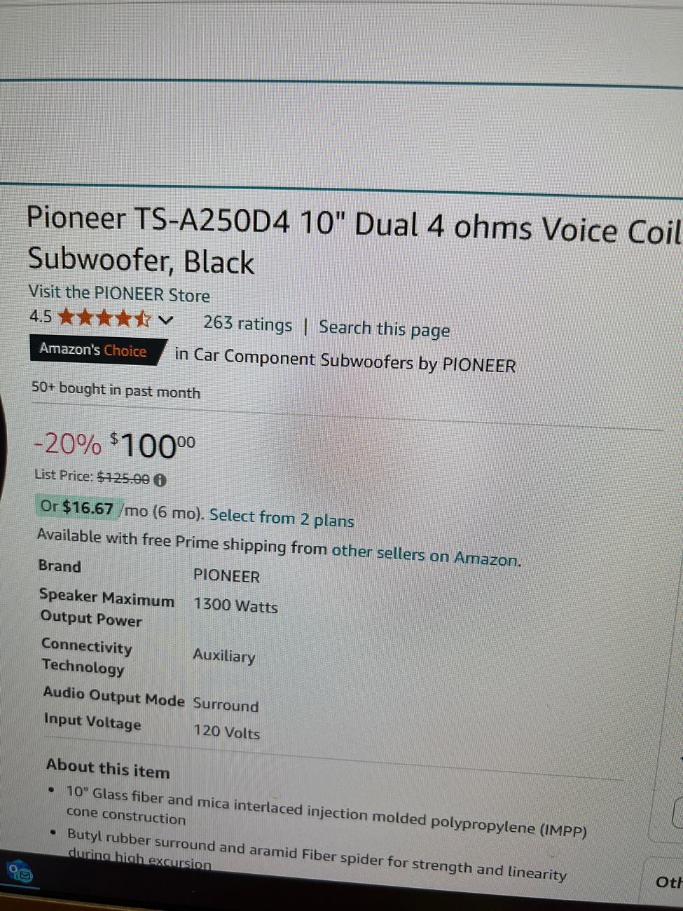 S650 Mustang $79 Subwoofer Upgrade (Pioneer TS-A250D4 10" Sub) - IT SOUNDS GREAT! image