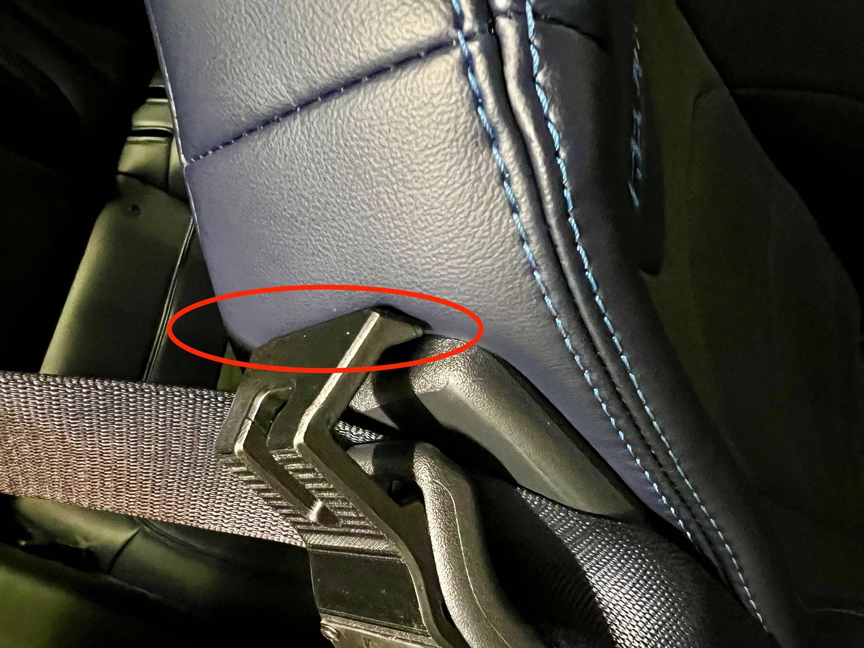 S650 Mustang Recaro seat seat belt holder loop IMG_1398