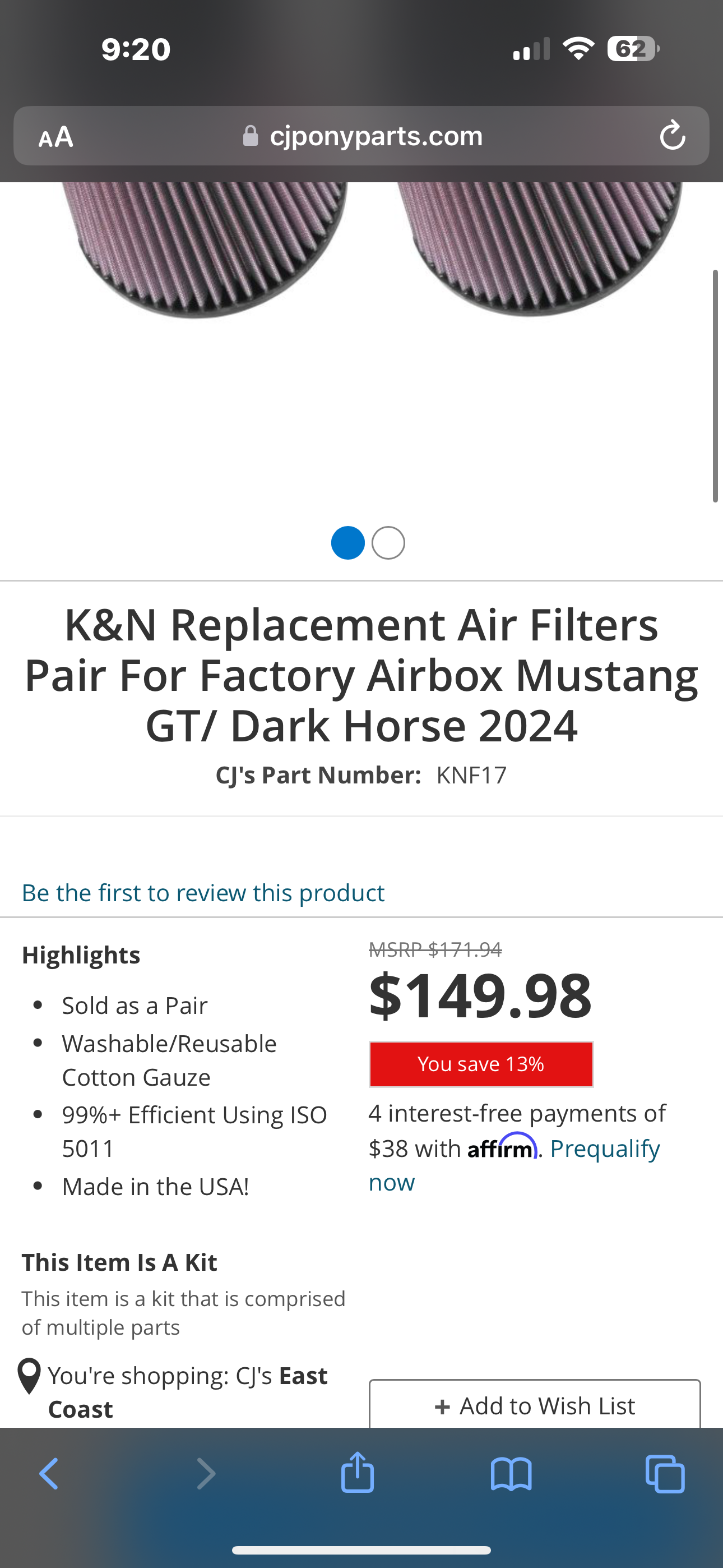 S650 Mustang K&N Filter IMG_1624