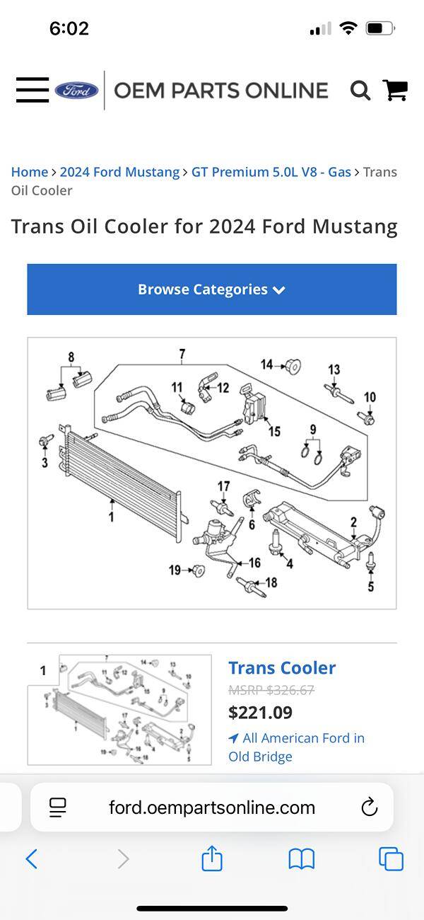 S650 Mustang Nonperformance Aux Trans cooler IMG_2467