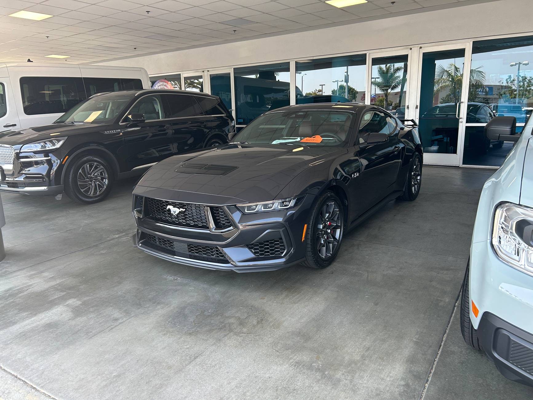 S650 Mustang Photos of Dark Matter Gray And Carbonized Gray GT Performance Package Bodies Matched With Either Carbonized Gray Or Tarnished Dark Aluminum Wheels IMG_2803