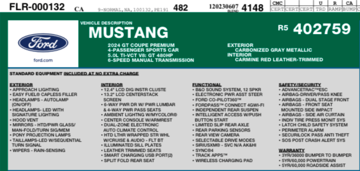 S650 Mustang WINDOW STICKER FOR CANADIAN CUSTOMER ORDER!! IMG_3566