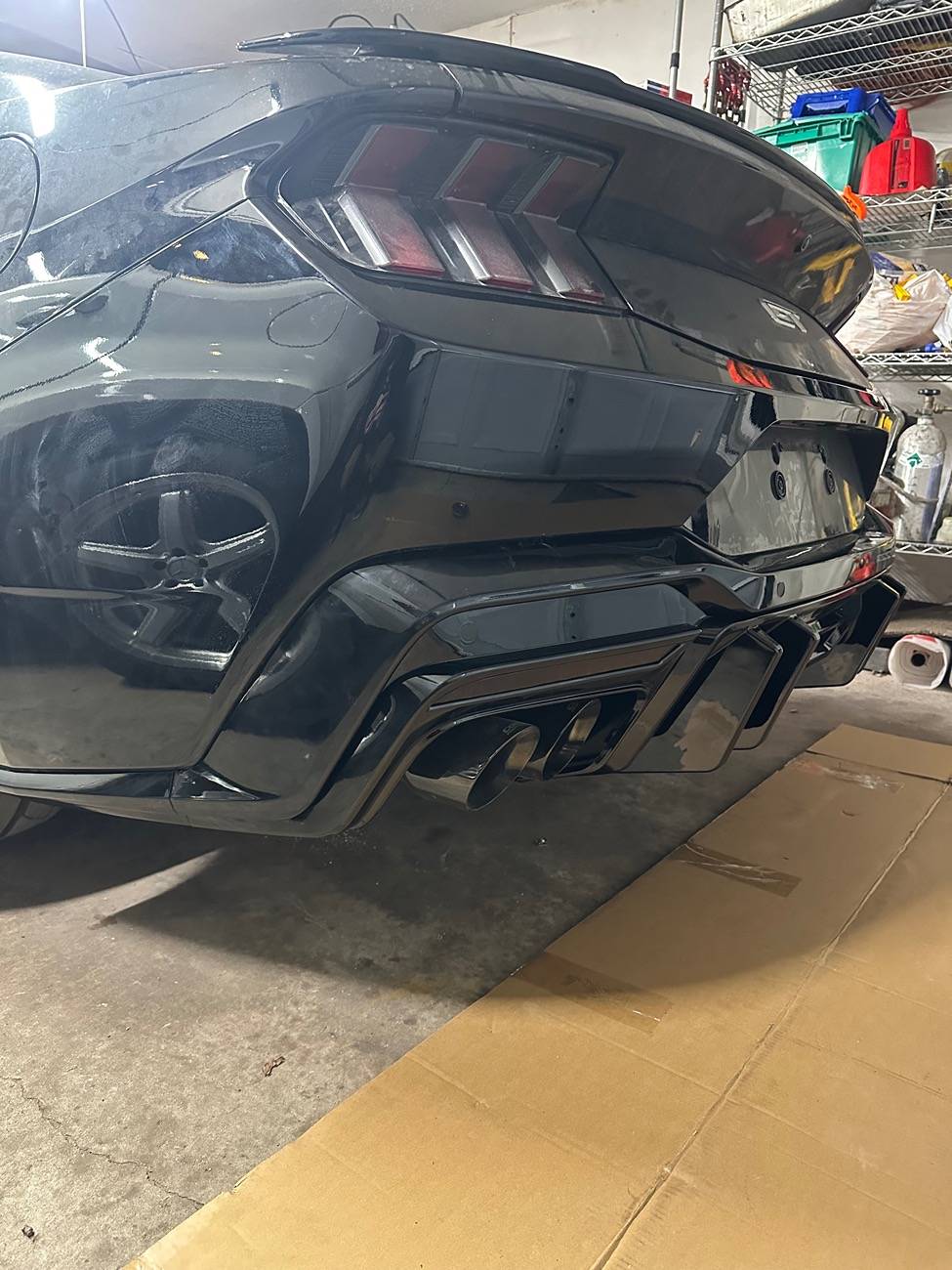 S650 Mustang Ikon Motorsport Gloss black diffuser Installed IMG_3998
