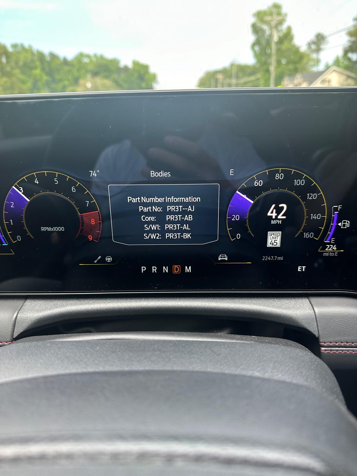 S650 Mustang Engineering Test Mode message IMG_5521