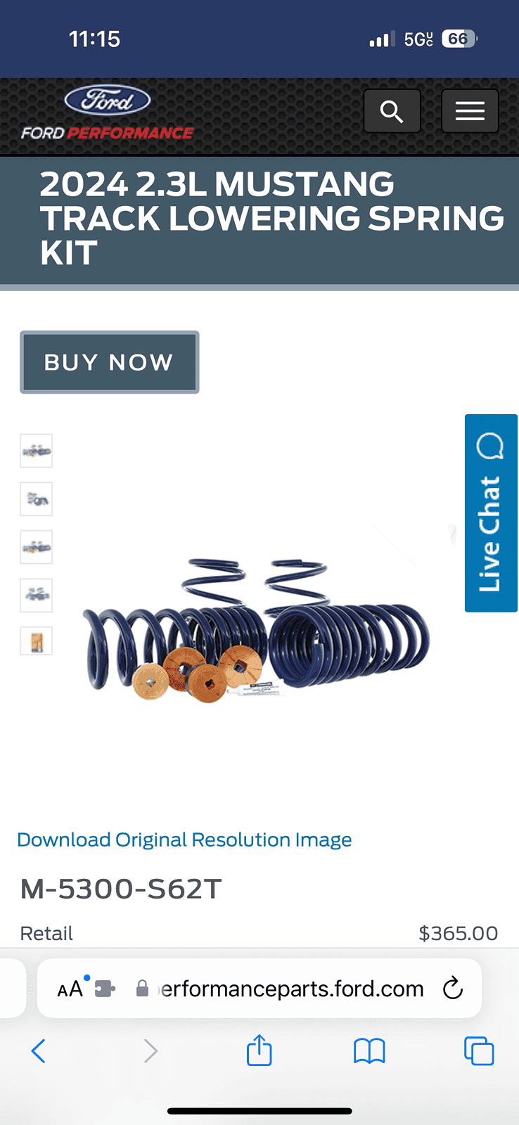 S650 Mustang Ford Performance Track Lowering Springs IMG_6012