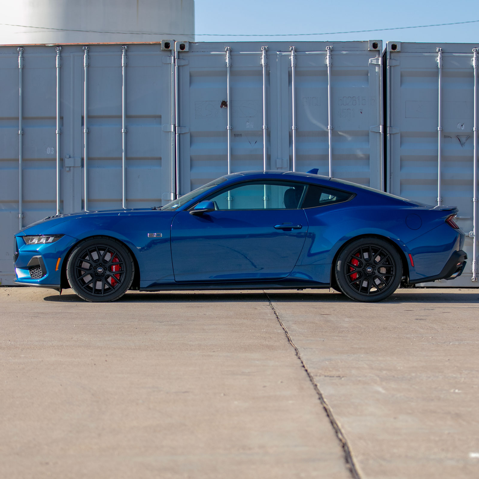 S650 Mustang 2024 Atlas Blue Mustang GT On SVE Drift Wheels MHP1_2024_FlatBlack_OC_3