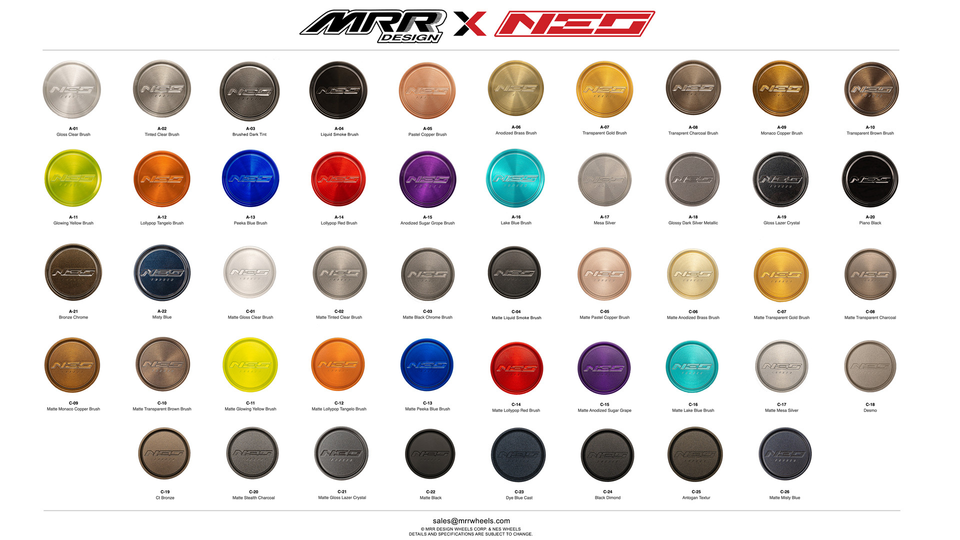 S650 Mustang New** NES Forged Wheels by MRR Design 1pc and 2pc MRRXNES-COLORMENU
