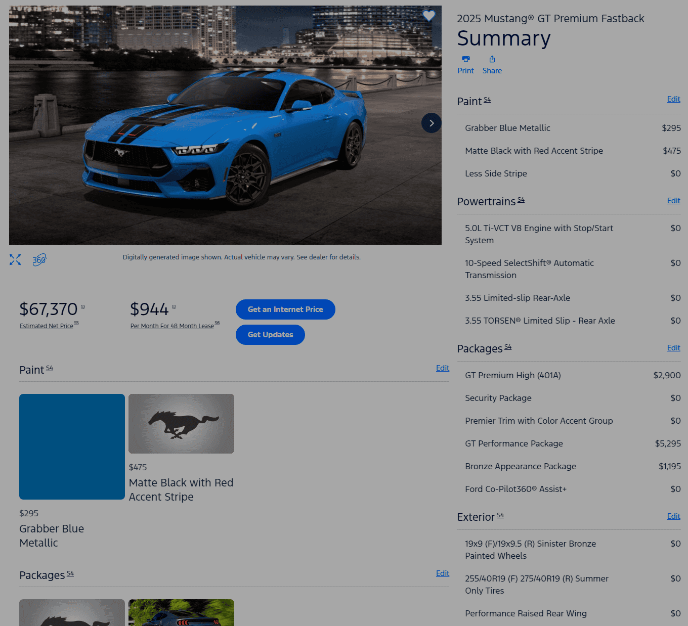 S650 Mustang 2025 Mustang Build & Price Online Configurator Now Live Mustang® _ Build & Price _ Shop.ford.com - Opera 7_17_2024 7_41_29 AM