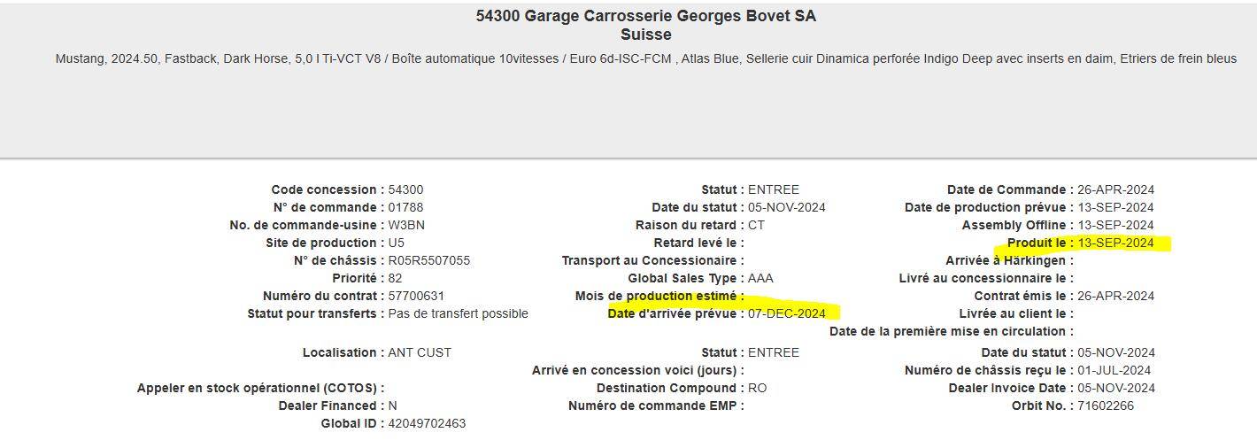 S650 Mustang List of EU forum orders Mustang suivi 20.11