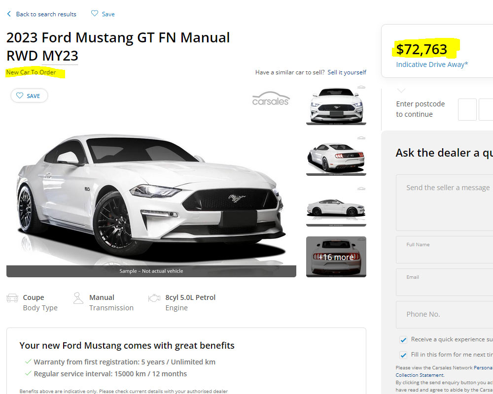 S650 Mustang 2024 Mustang Australia (AU) Pricing and Timing Schedule MY23