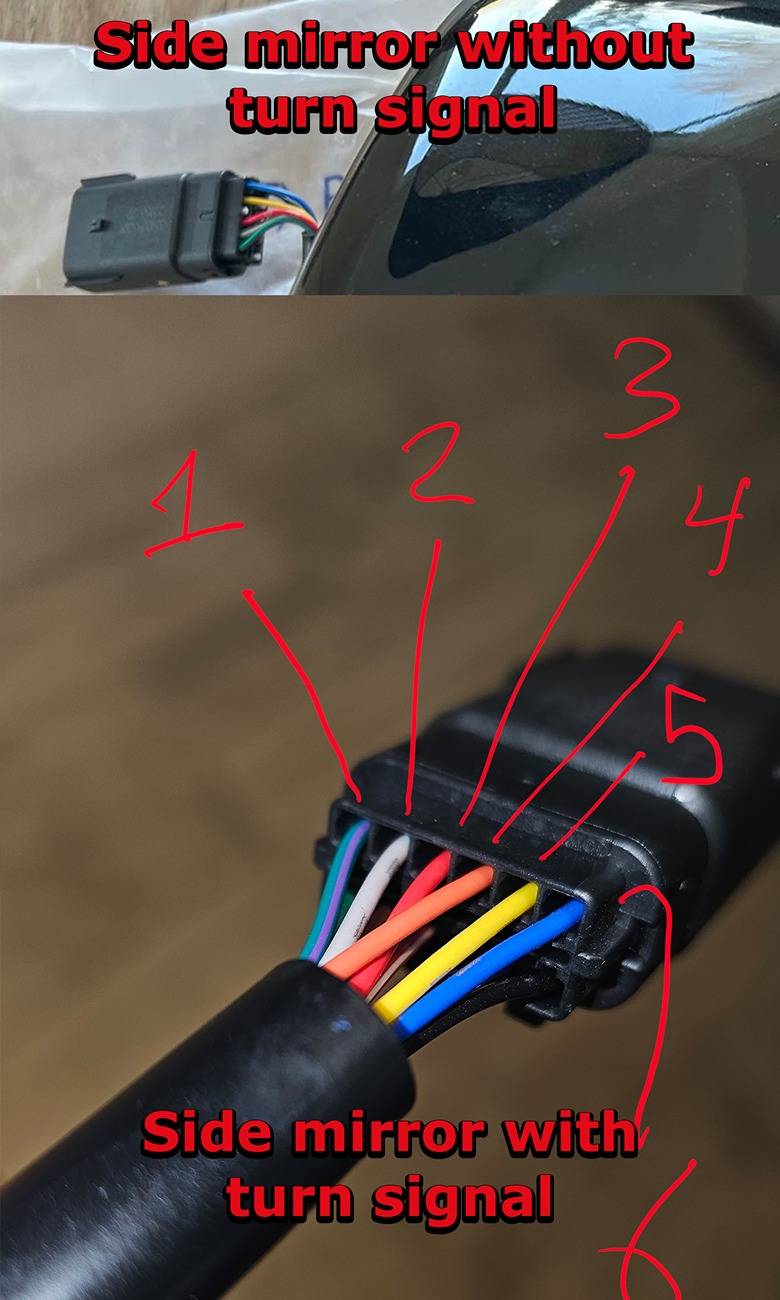 S650 Mustang Are the side mirrors with turn signals plug and play? PINS