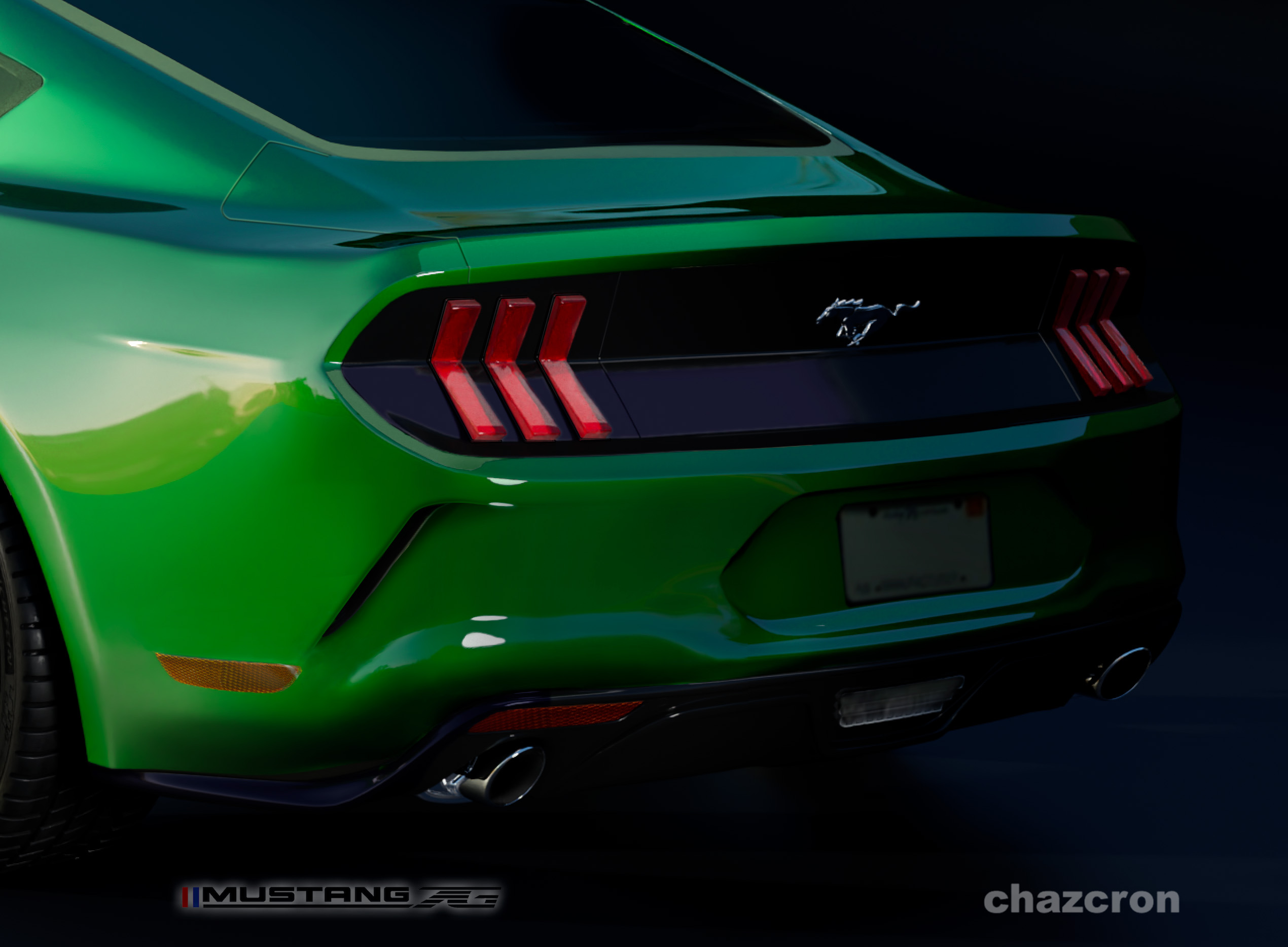 S650 Mustang chazcron weighs in... 7th gen 2023 Mustang S650 3D model & renderings in several colors! RearVIew