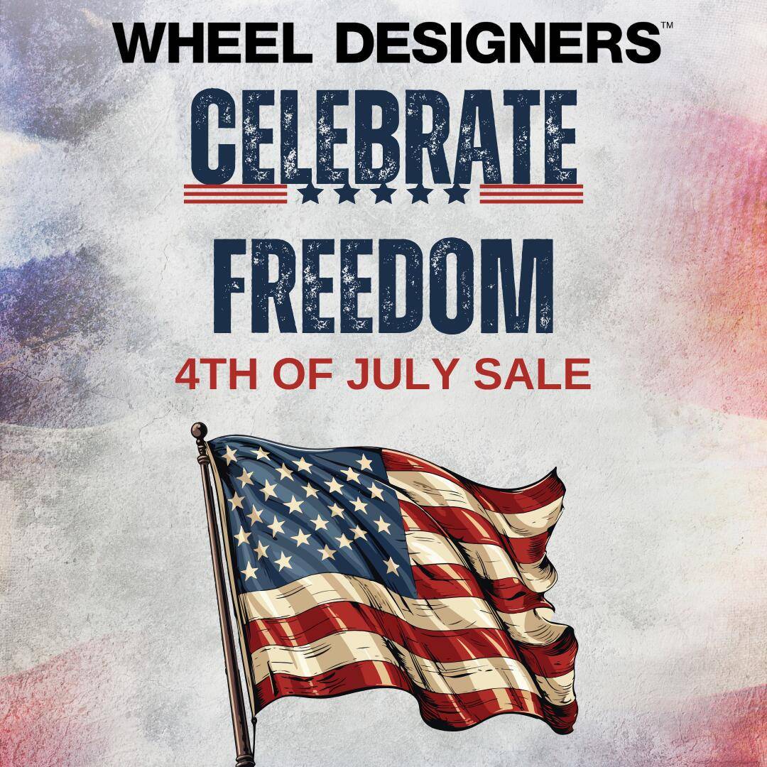 S650 Mustang 4th of July Wheel Sale – Save Big Until 7/7/2025! Red and Blue Stripes 4th of July Instagram Post