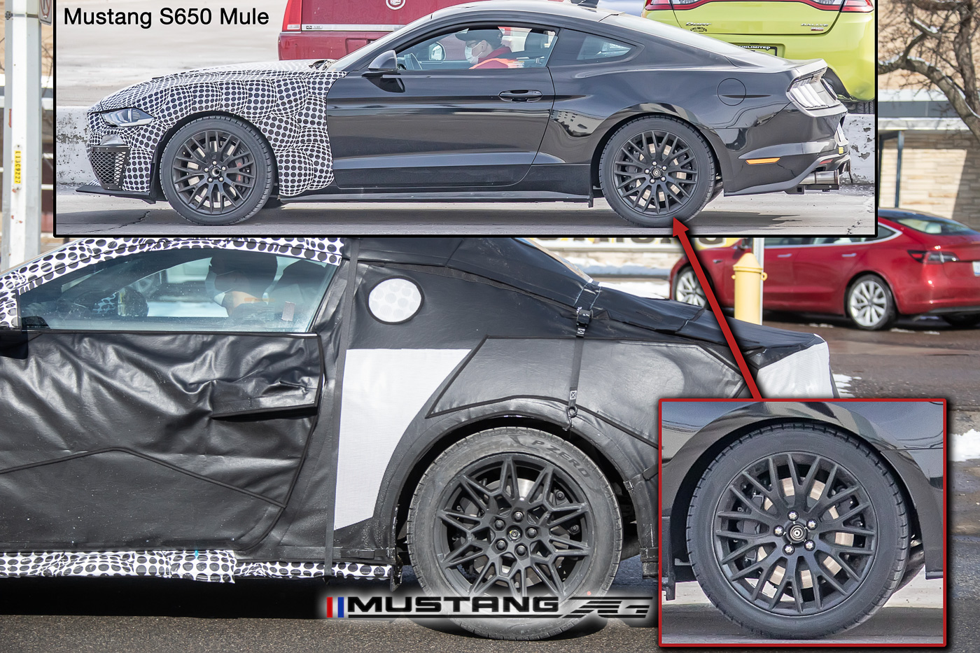 S650 Mustang Spied: New Mustang Prototype w/ Mach 1-Style Wheels, Upgraded Dual Caliper Rear Brakes 📸 S650 mule