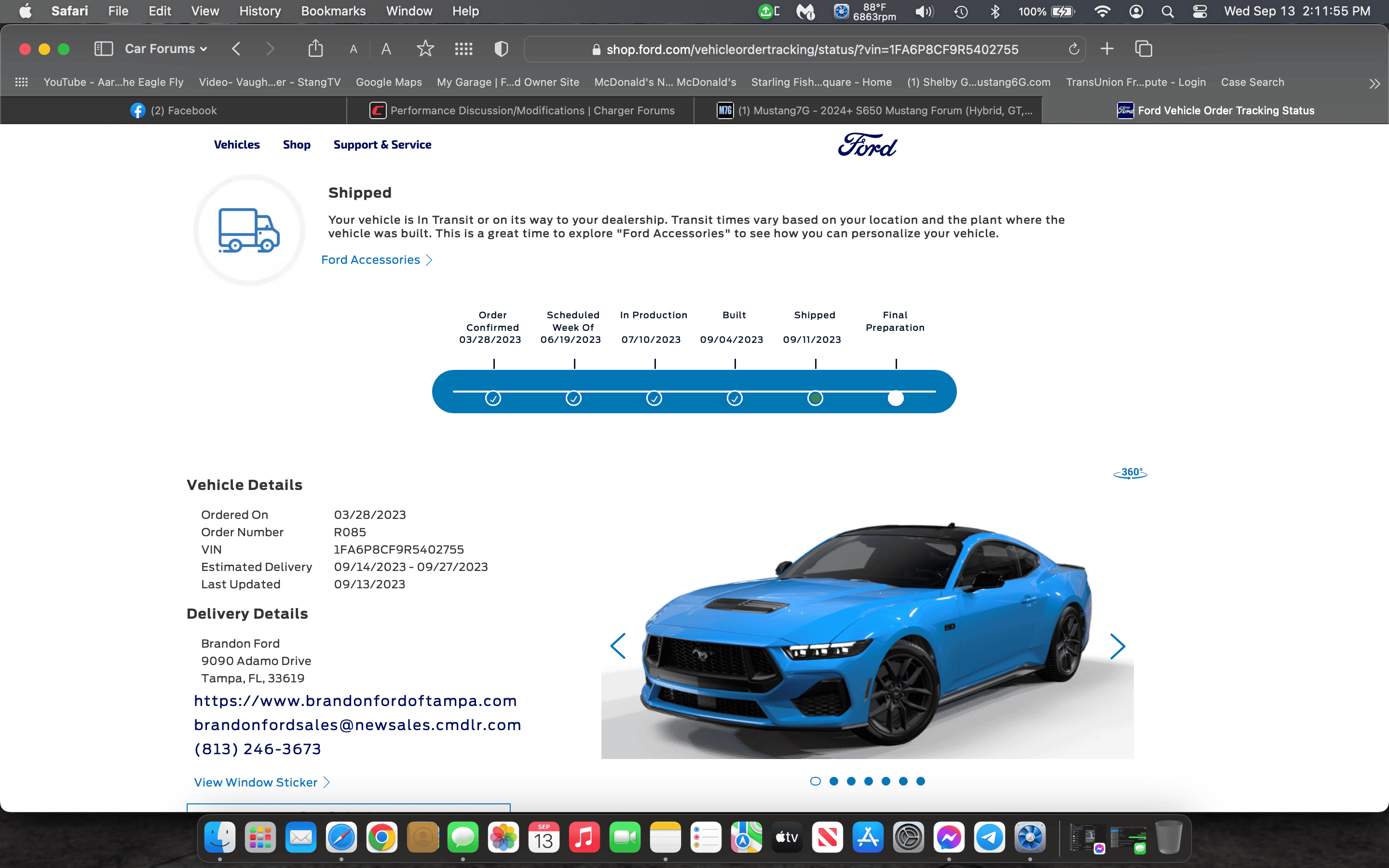 S650 Mustang BUILT & SHIPPED !! Tracker update 2023: What's your status? Screenshot 2023-09-13 at 2.11.55 PM