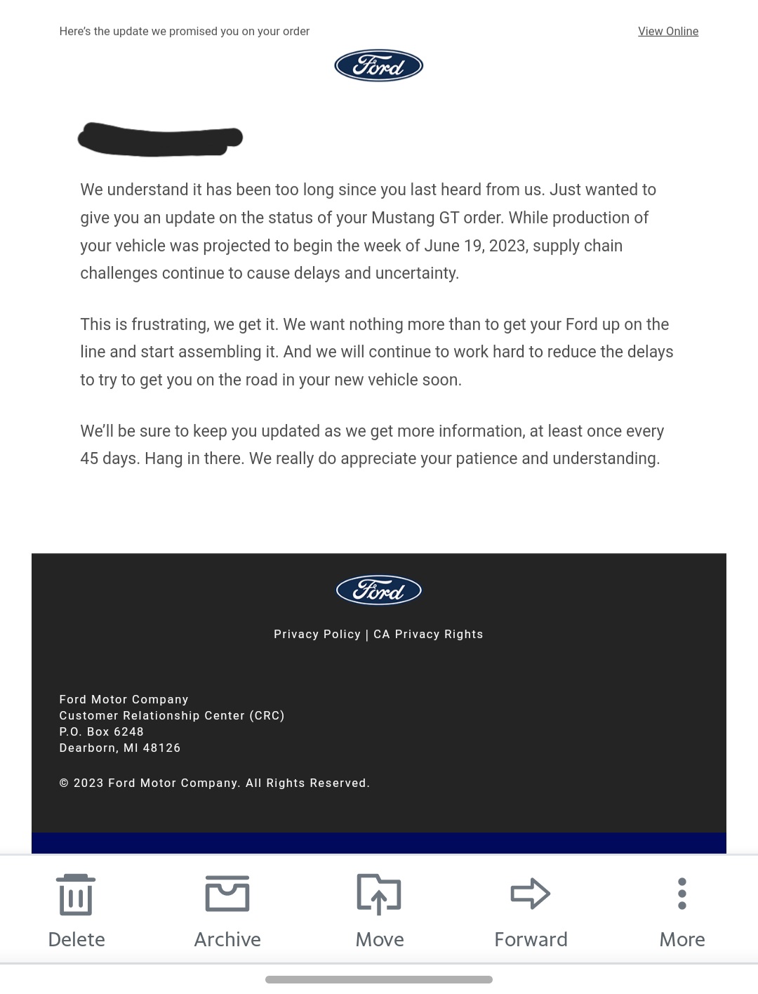 S650 Mustang Used the Ford Performance Chat Today and ... Screenshot_20230629_190606_Yahoo Mail
