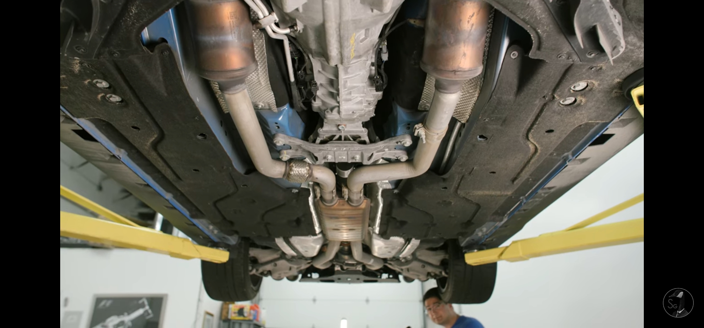 S650 Mustang Underbody photo. Is that an X or H pipe? Screenshot_20230801_210126_YouTube