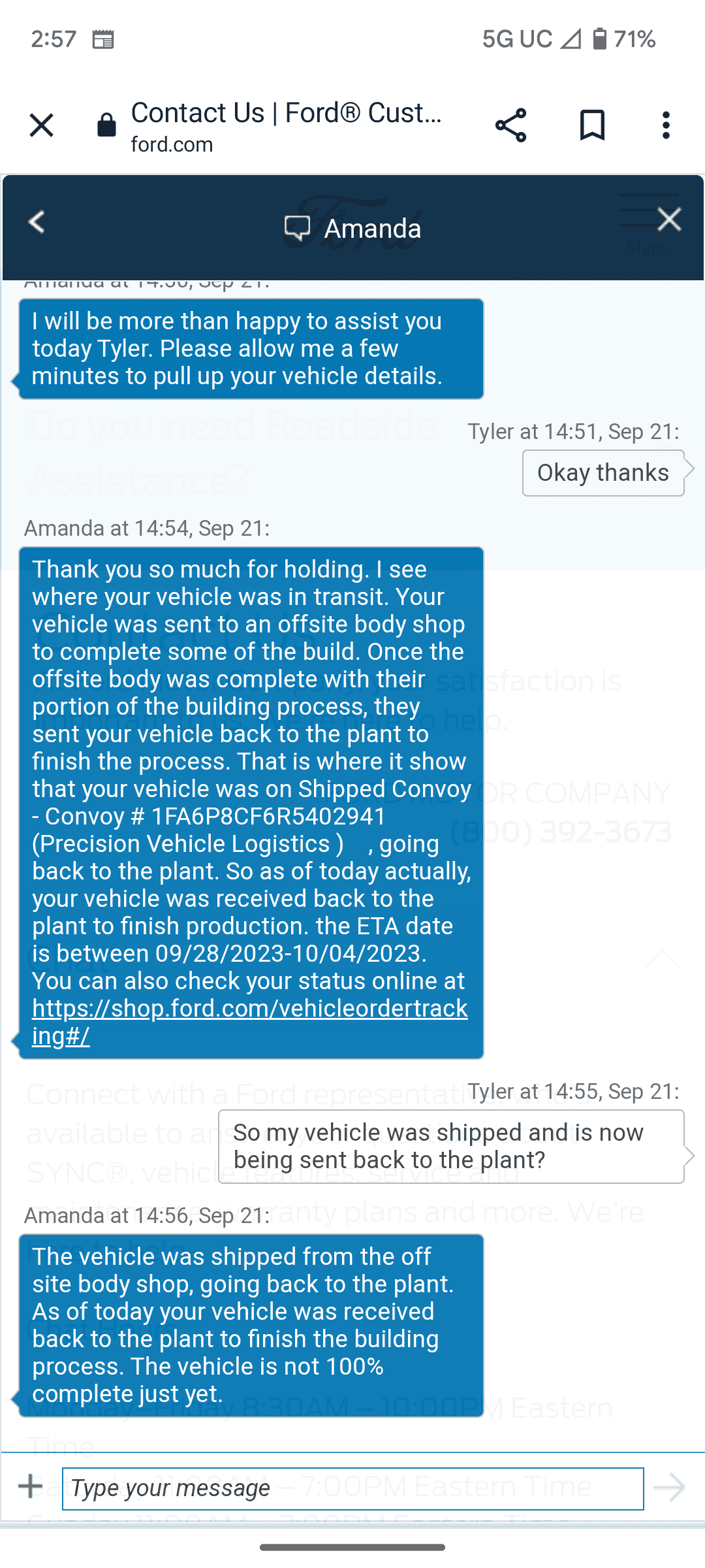 S650 Mustang Vehicle shipped off site then back to the factory? Screenshot_20230921-145745
