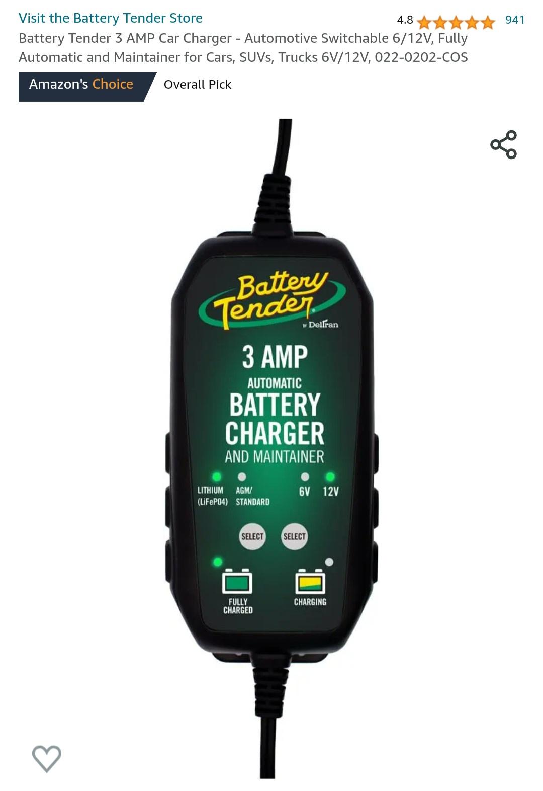 S650 Mustang Trickle charger recommendation for winter storage. Screenshot_20231120_001828_Amazon Shoppin