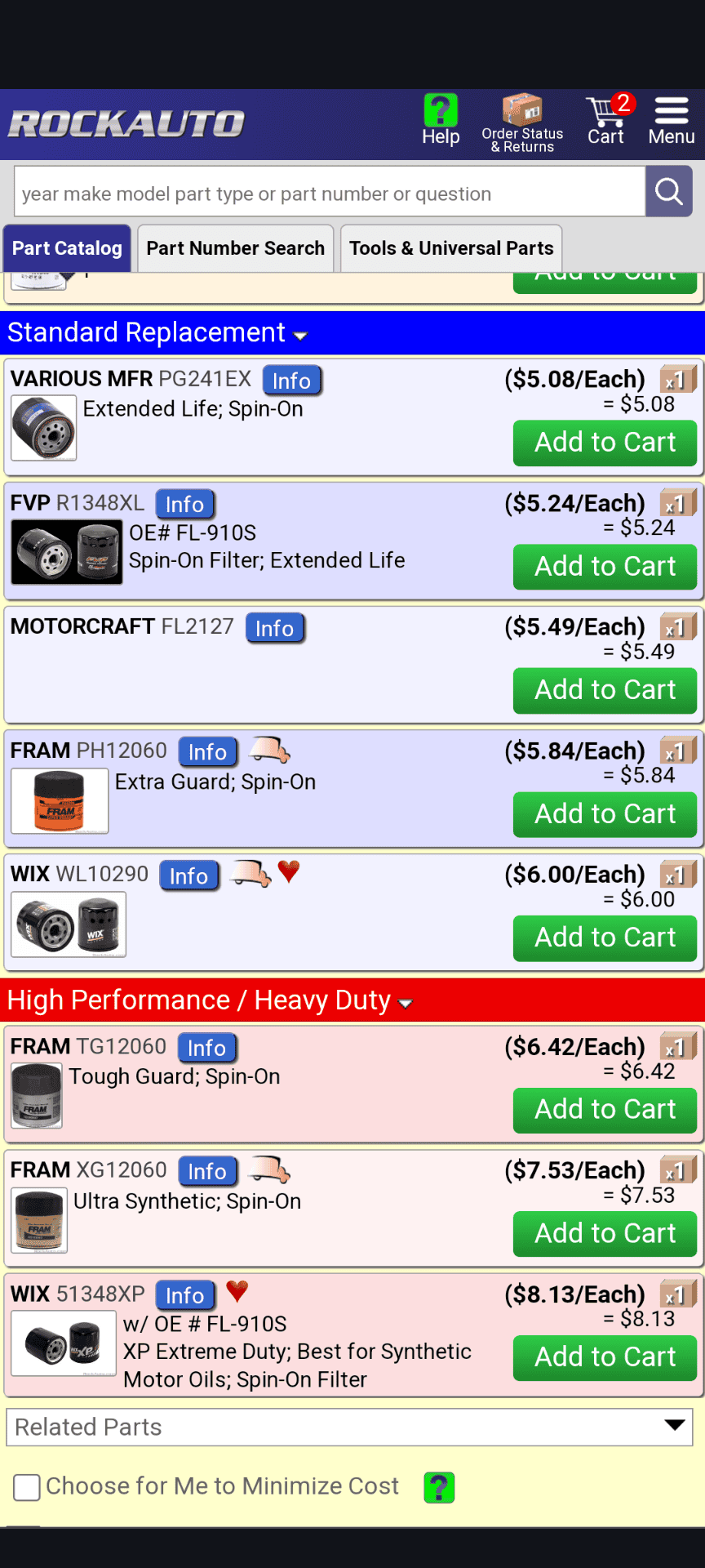 S650 Mustang Motorcraft Oil Filter Question for 2.3 Ecoboost Screenshot_20231209-193934