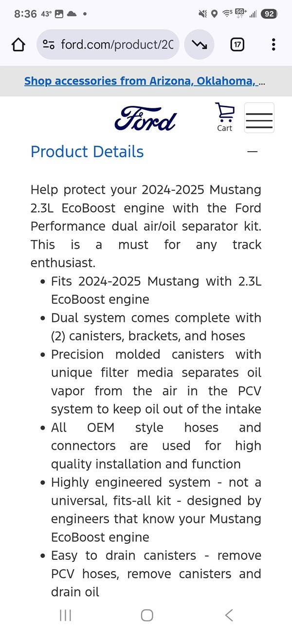S650 Mustang 2.3L air oil separator Screenshot_20250406_203642_Chrome