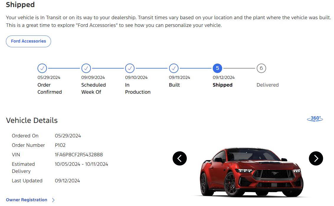 S650 Mustang 2024 Mustang Scheduling This Week (9/5/24) for Production Weeks 9/30 - 10/28 Shipped
