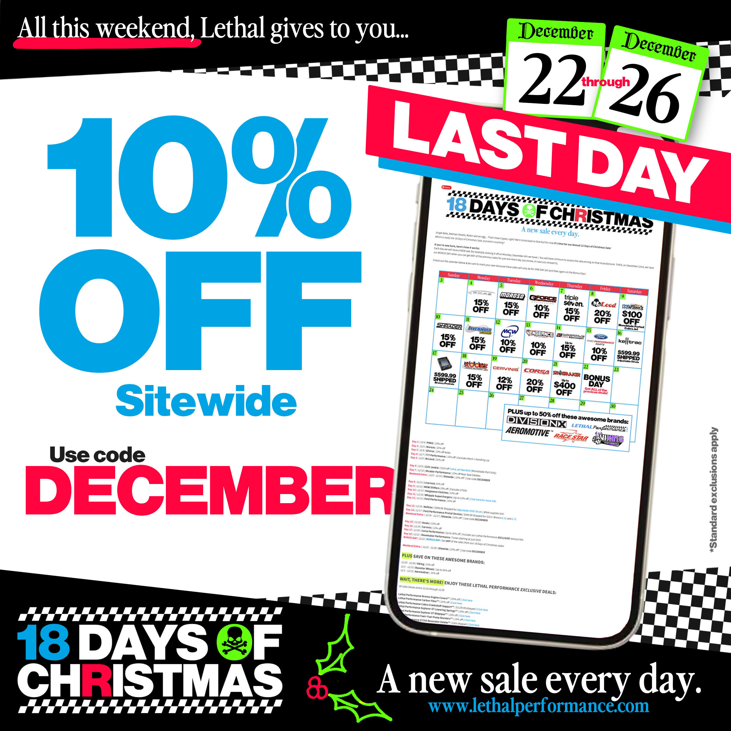 S650 Mustang Lethal Perfomance's 18 Days of Christmas SALES START NOW!! Sitewide_BonusWeekend