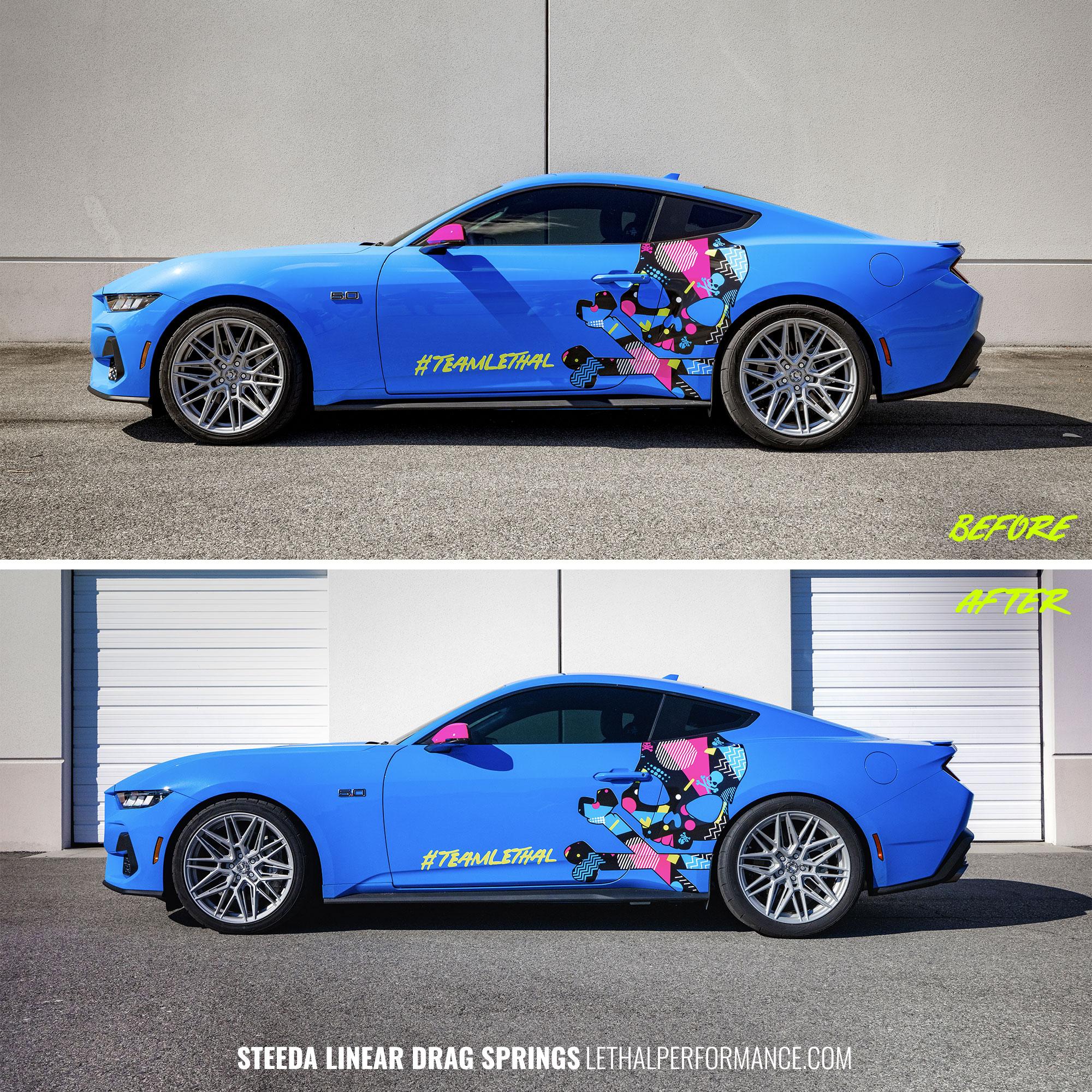 S650 Mustang Installed: Steeda Stop The Hop and Linear Drag Springs on our 2024 Mustang GT! springsbefore_after