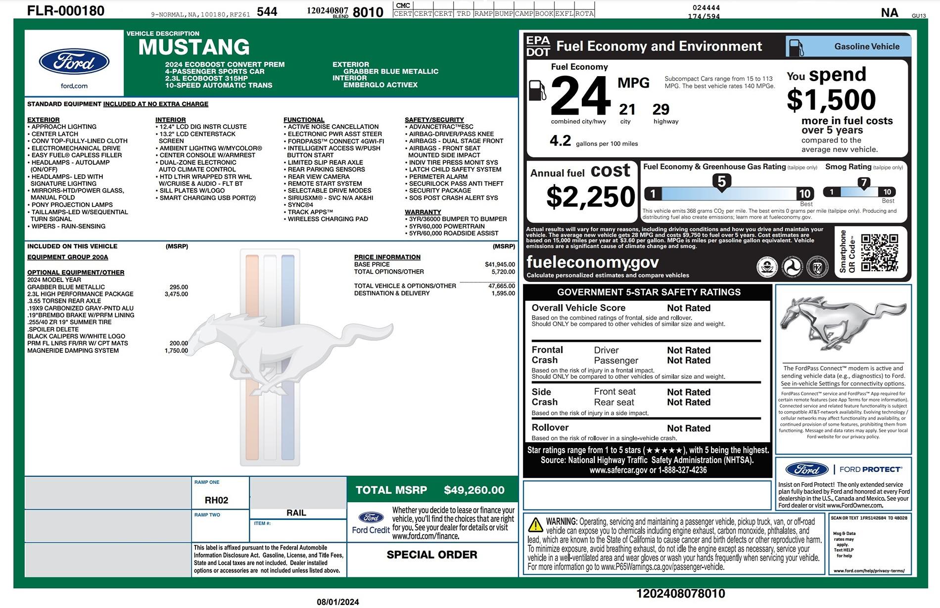 S650 Mustang Ford changed the tracking site sticker
