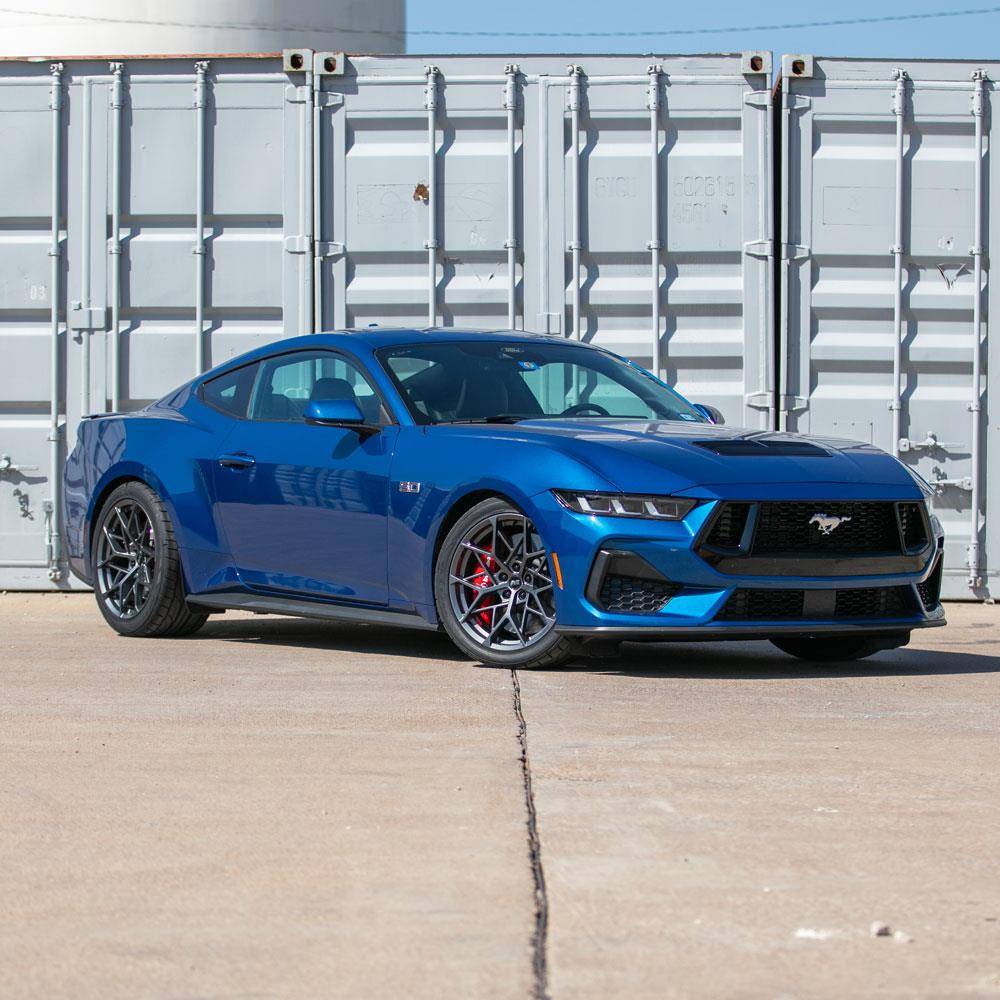 S650 Mustang 2024 Atlas Blue Mustang GT On SVE MHP1 Wheels sve-mustang-mhp1-wheel-nitto-nt05-tire-kit-19x10-11-gloss-graphite-2024_b13fe1f3