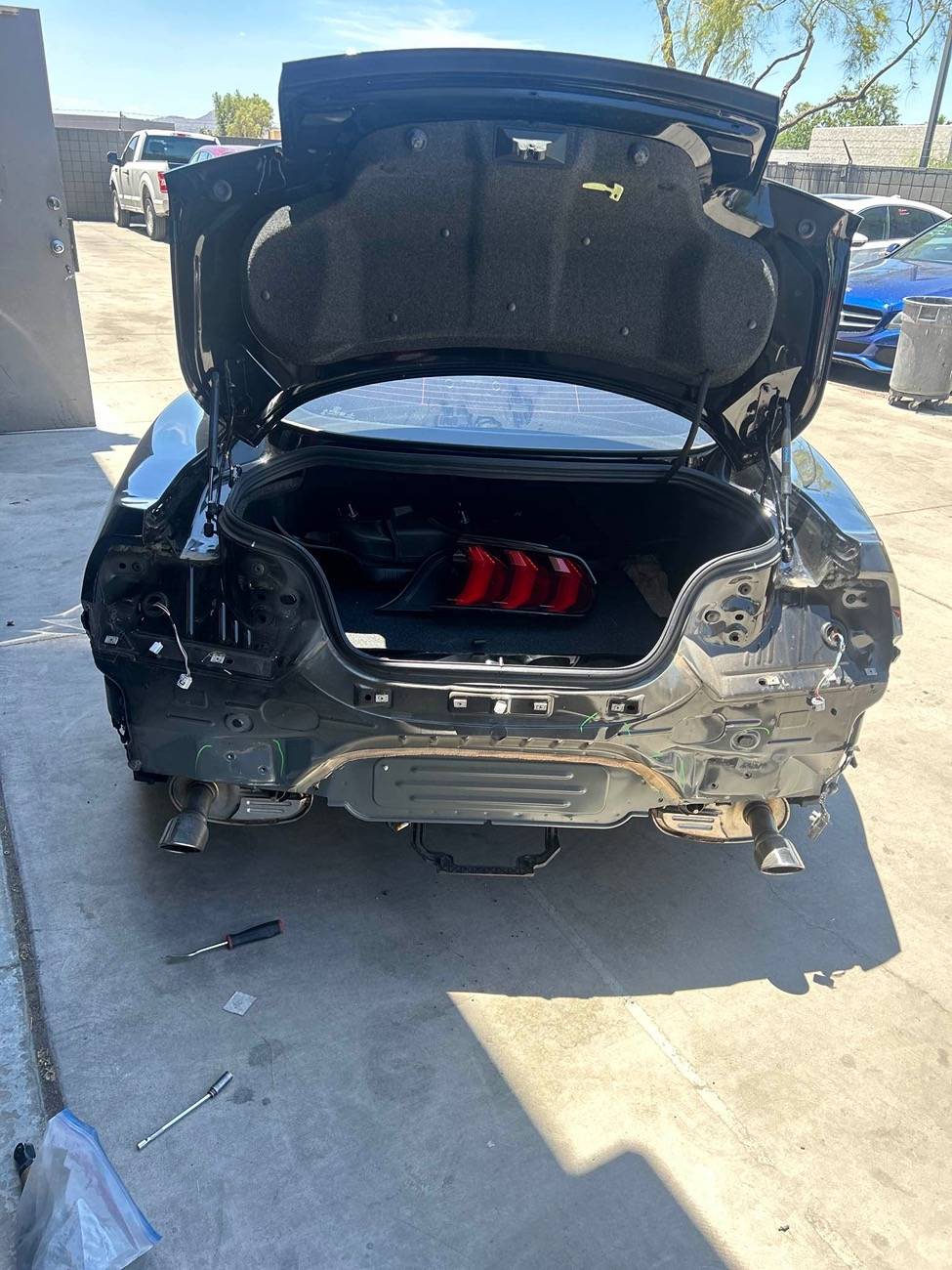 S650 Mustang Got into a hit and run, insurance estimates at $4700 damages, body shop is $7600. I want to get it fixed. How does the repair process work? tear down