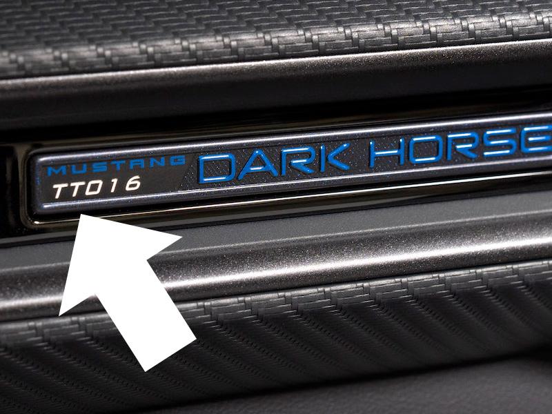 S650 Mustang New 2024 Mustang Dark Horse details: color-shifting Blue Ember paint, stripe options, interior look TT-DH