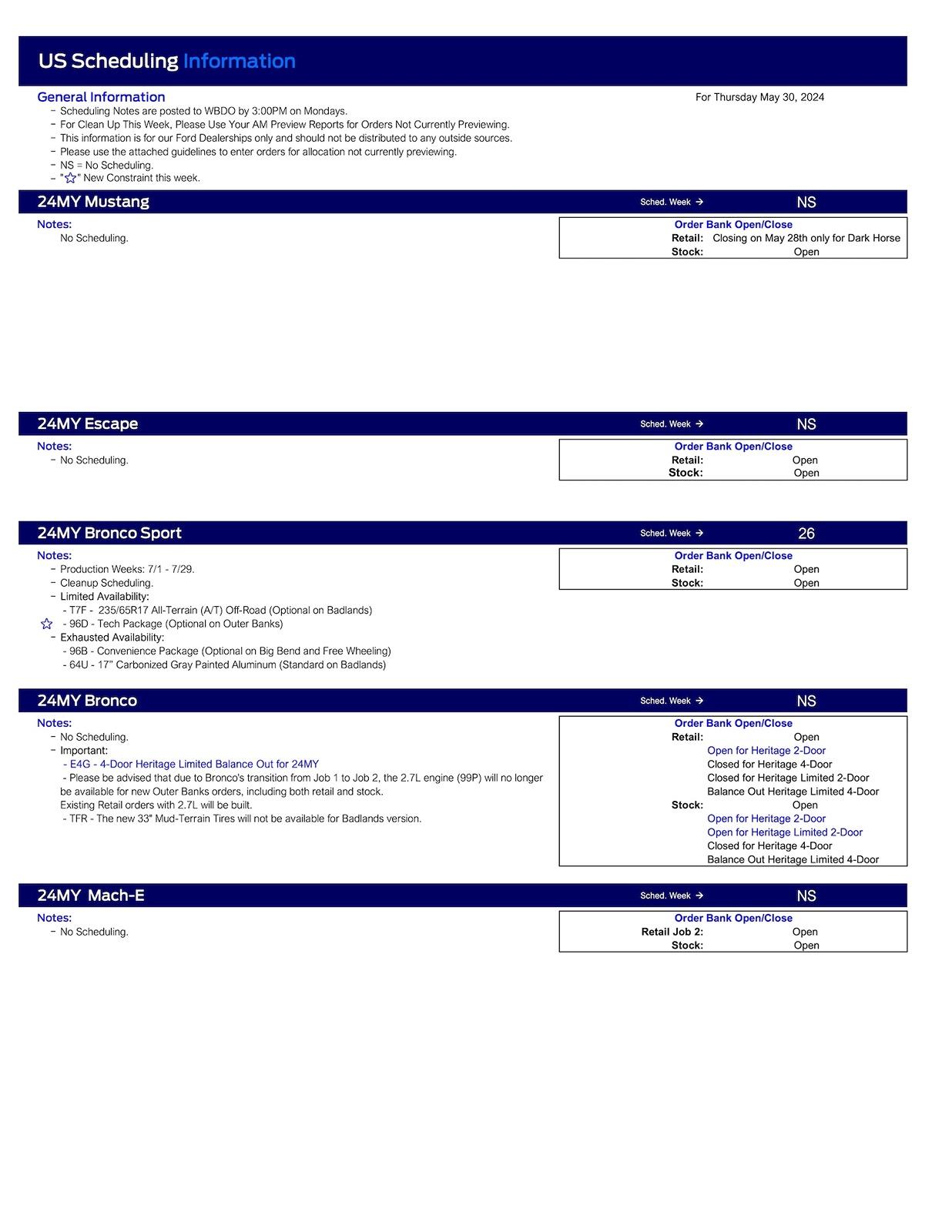 S650 Mustang 2024 Mustang No Scheduling This Week (5/30/24) US Ford Scheduling Notes - 5.28.24-1