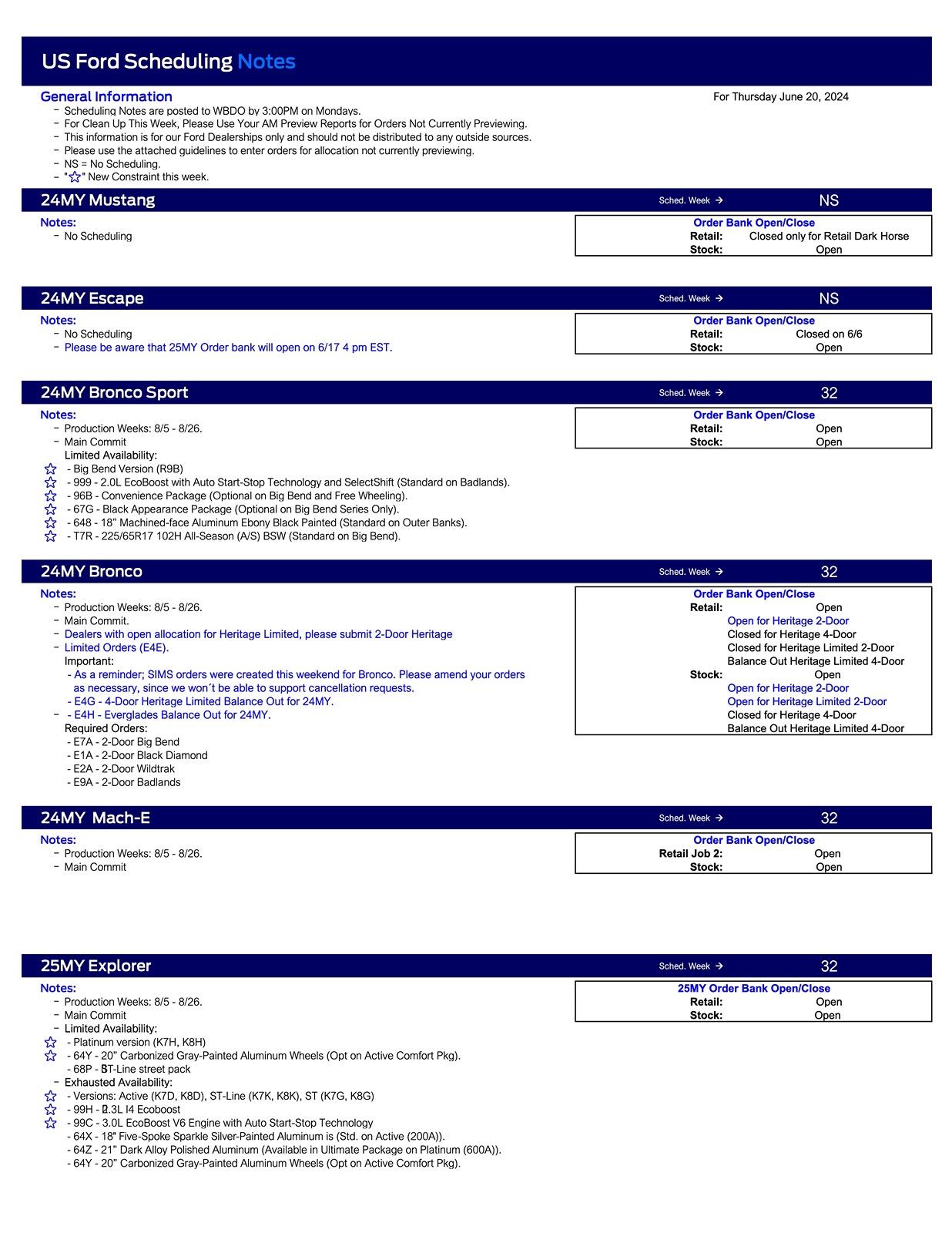 S650 Mustang 2024 Mustang No Scheduling This Week (6/30/24) US Ford Scheduling Notes - 6.17.24-1