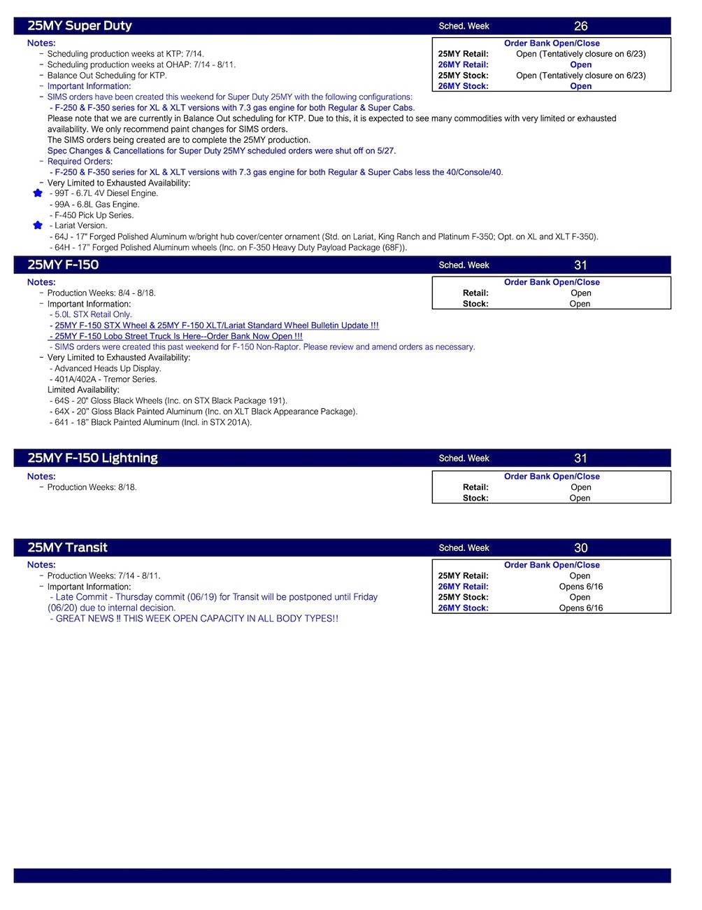 S650 Mustang 2025 Mustang Scheduling This Week (6/19/25) for Production Weeks 8/4 - 9/1 US Ford Scheduling Notes - 6.17.25-3
