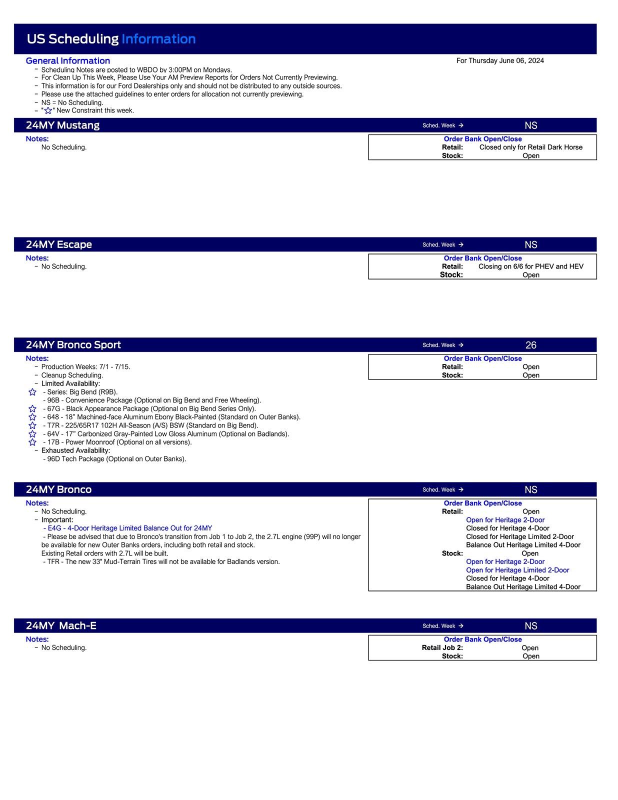 S650 Mustang 2024 Mustang No Scheduling This Week (6/6/24) US Ford Scheduling Notes - 6.3.24-1