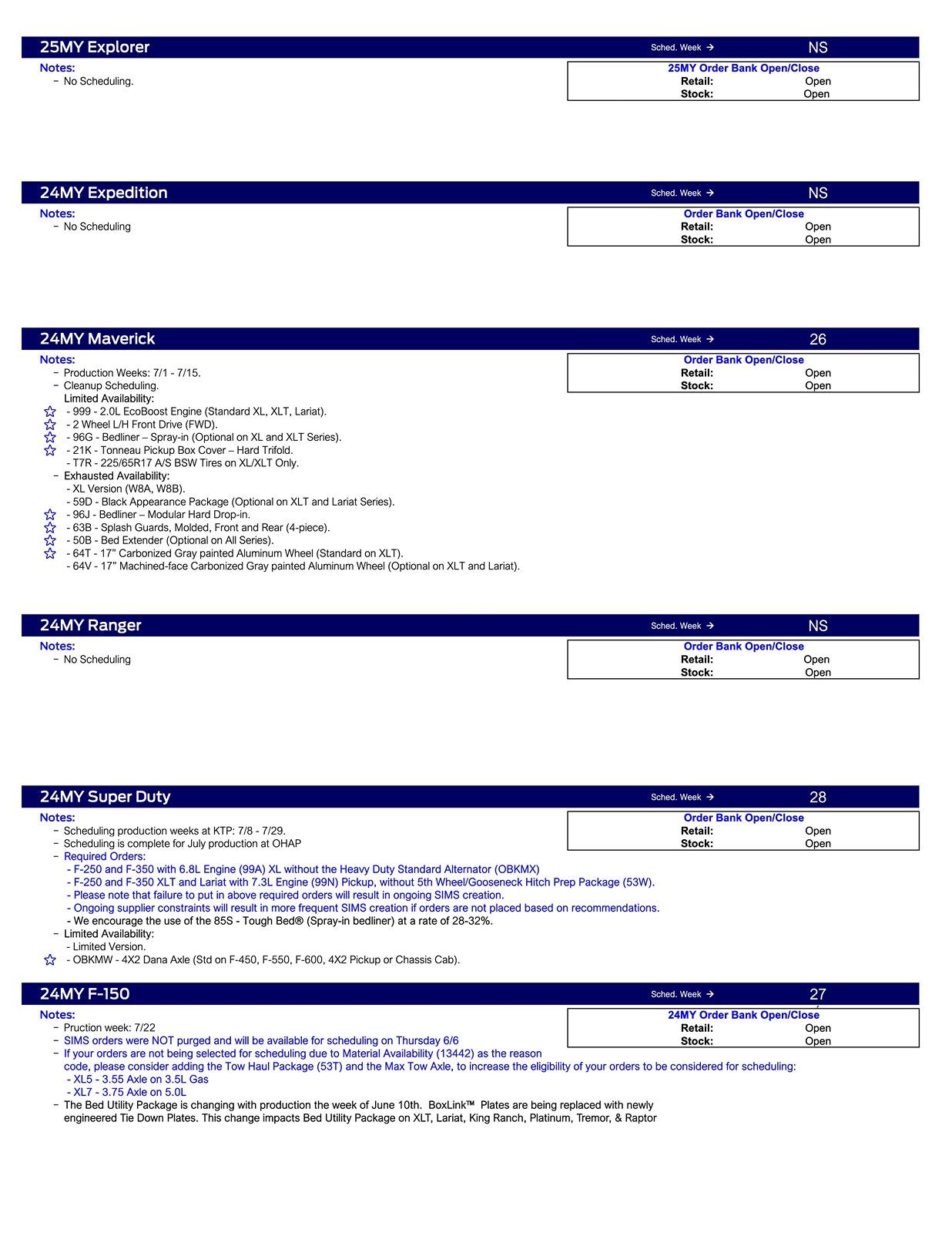 S650 Mustang 2024 Mustang No Scheduling This Week (6/6/24) US Ford Scheduling Notes - 6.3.24-2