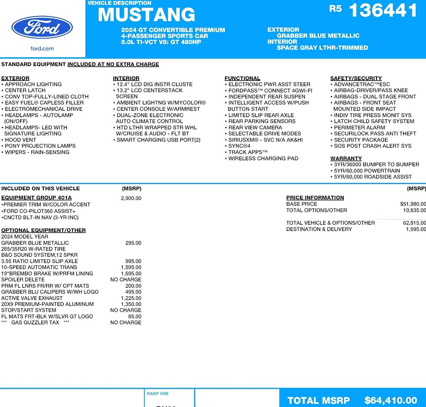 S650 Mustang 2025 MUSTANG- WHAT IS YOUR SPEC? WINDOW-STICKER-ZOOM