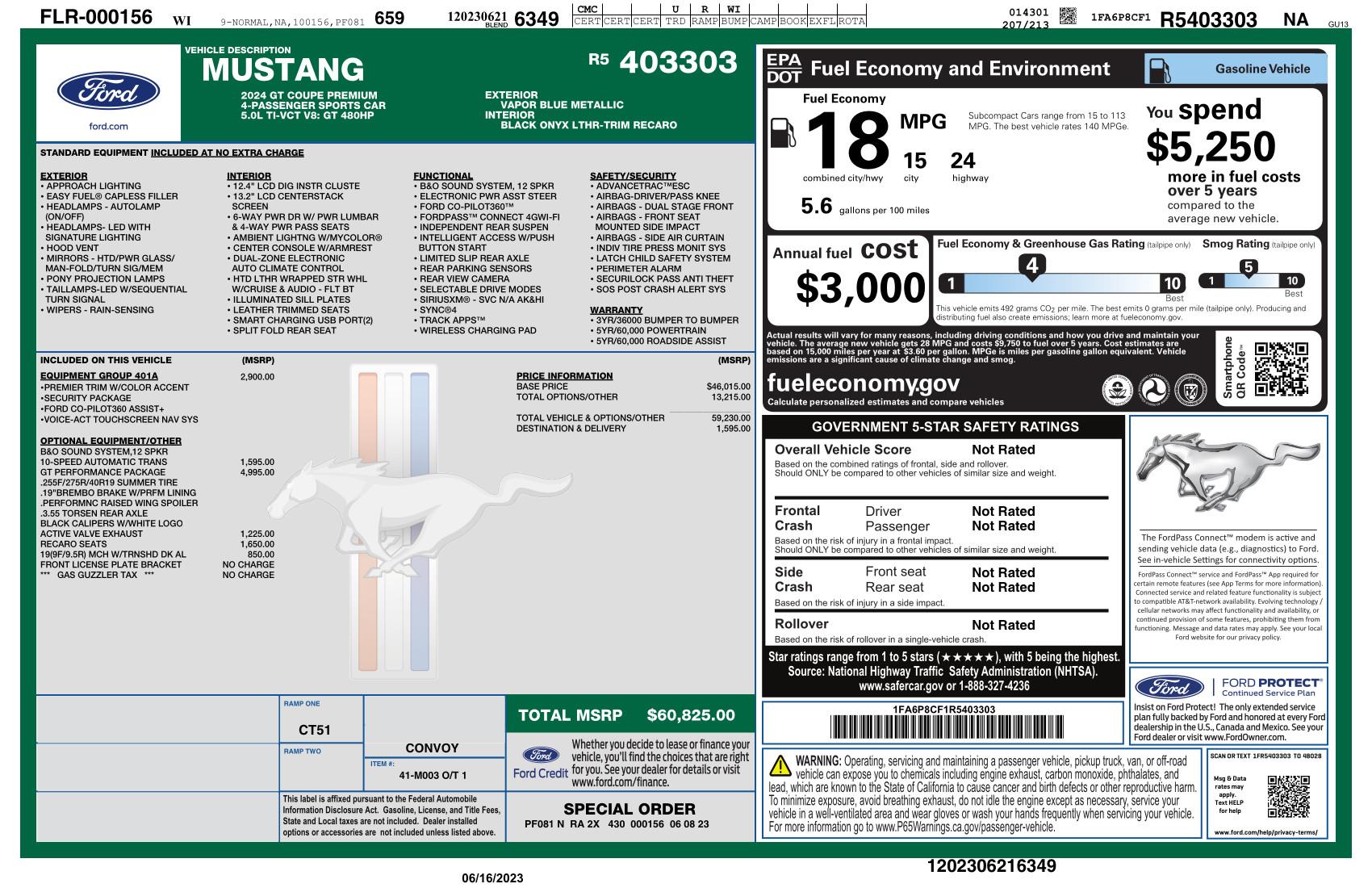 S650 Mustang New  Deliveries Possibly Impacted by Rail Car Shortage windowsticker