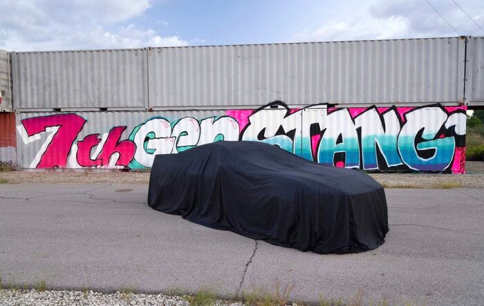 New 7th gen Mustang teaser image with ducktail spoiler under cover!