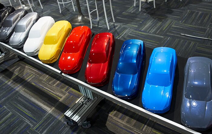 Color Samples - 2024 Mustang S650: Blue Ember, Vapor Blue, Grabber Blue, Yellow Splash, Ingot Silver, Etc.