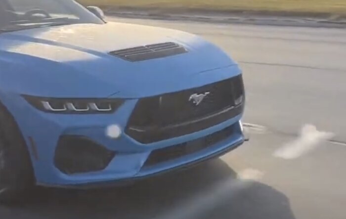 Grabber Blue S650 Mustang GT spotted (video)!