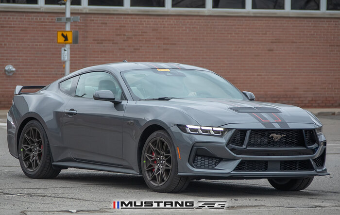 Red & Black Stripes Spied on Carbonized Gray 2024 Mustang GT w/Bronze Appearance Package