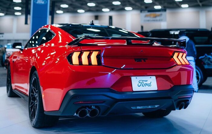 Beautiful Race Red GT S650 Mustang at Auto Show