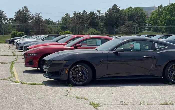 Completed production 2024 Mustangs spotted at Flat Rock plant with window stickers!