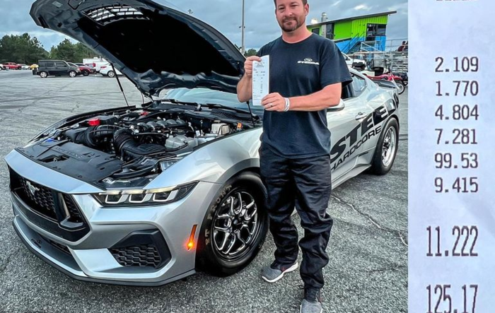 11.222 @ 125.17 on 1/4 mile pass in Steeda's modified S650 build #SilverBullet!