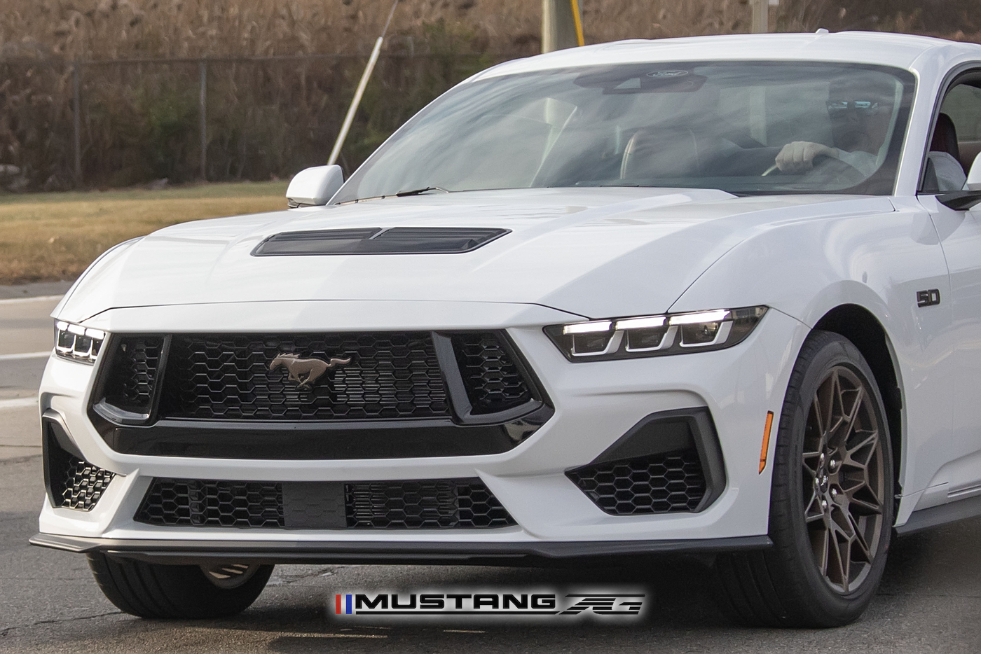 2024 Mustang GT (S650) Spied in White with Bronze Appearance Package