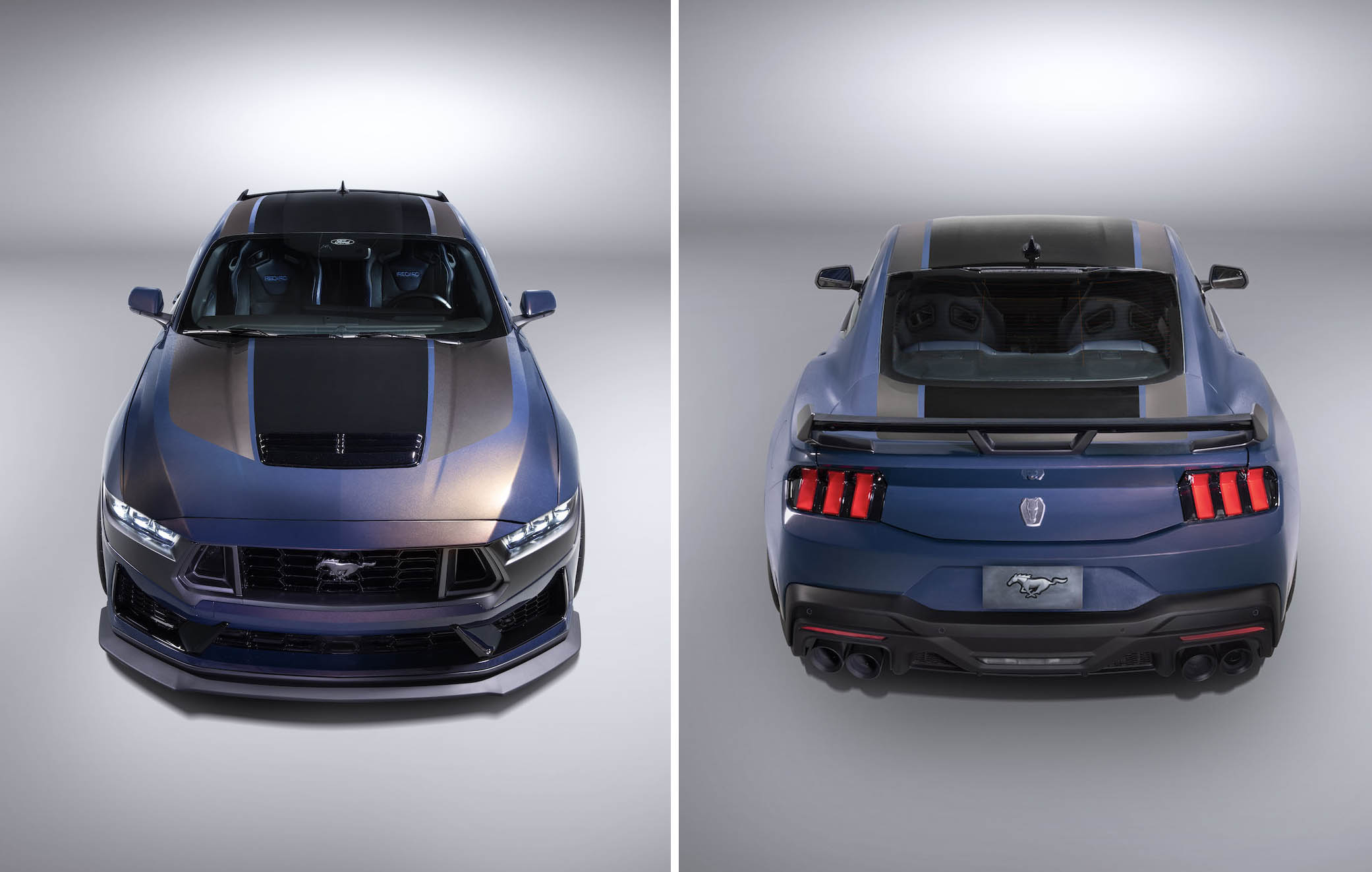 New 2024 Mustang Dark Horse details colorshifting Blue Ember paint